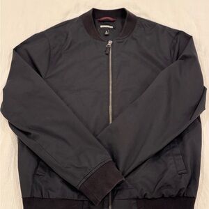 Bonobos Black Bomber Jacket with Ribbed Details